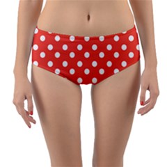 Indian Red Polka Dots Reversible Mid-waist Bikini Bottoms by GardenOfOphir