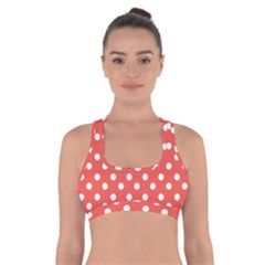 Indian Red Polka Dots Cross Back Sports Bra by GardenOfOphir