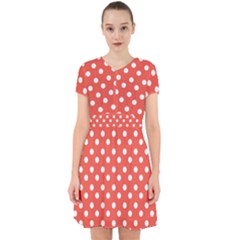 Indian Red Polka Dots Adorable In Chiffon Dress by GardenOfOphir