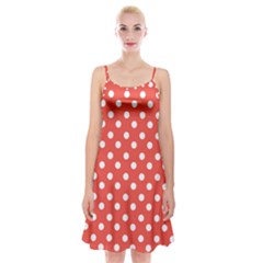 Indian Red Polka Dots Spaghetti Strap Velvet Dress by GardenOfOphir