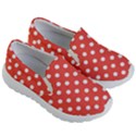 Indian Red Polka Dots Kids Lightweight Slip Ons View3