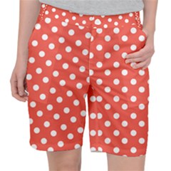 Indian Red Polka Dots Pocket Shorts by GardenOfOphir