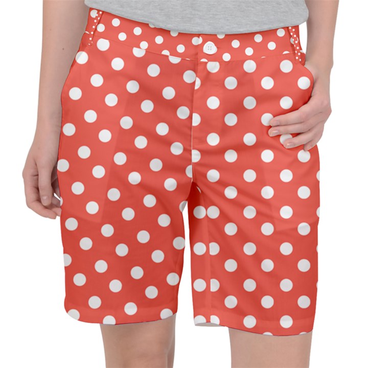 Indian Red Polka Dots Pocket Shorts