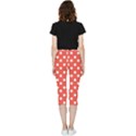 Indian Red Polka Dots Inside Out Lightweight Velour Capri Leggings  View4