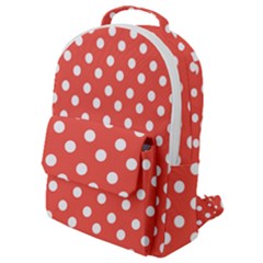 Indian Red Polka Dots Flap Pocket Backpack (small) by GardenOfOphir