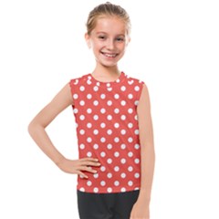 Indian Red Polka Dots Kids  Mesh Tank Top by GardenOfOphir