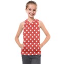 Indian Red Polka Dots Kids  Sleeveless Hoodie View1