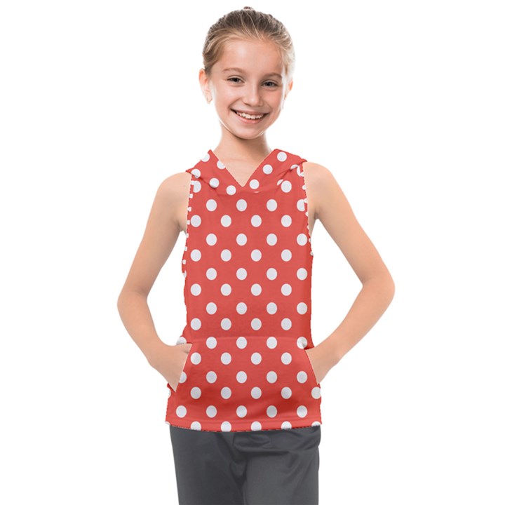 Indian Red Polka Dots Kids  Sleeveless Hoodie