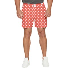 Indian Red Polka Dots Men s Runner Shorts by GardenOfOphir