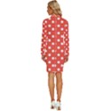 Indian Red Polka Dots Long Sleeve Shirt Collar Bodycon Dress View4