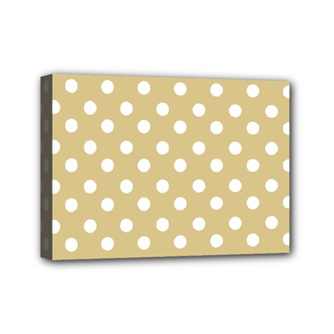 Mint Polka And White Polka Dots Mini Canvas 7  X 5  (stretched) by GardenOfOphir