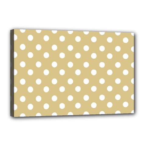 Mint Polka And White Polka Dots Canvas 18  X 12  (stretched) by GardenOfOphir