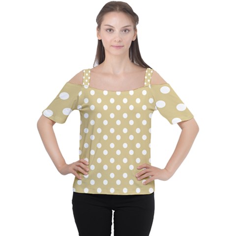 Mint Polka And White Polka Dots Cutout Shoulder Tee by GardenOfOphir