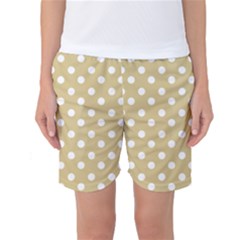 Mint Polka And White Polka Dots Women s Basketball Shorts by GardenOfOphir