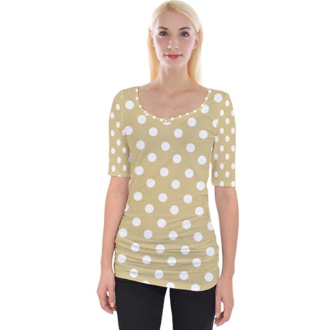 Mint Polka And White Polka Dots Wide Neckline Tee by GardenOfOphir