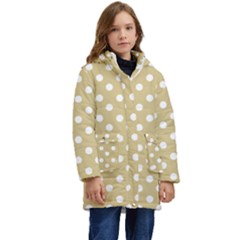 Mint Polka And White Polka Dots Kid s Hooded Longline Puffer Jacket by GardenOfOphir