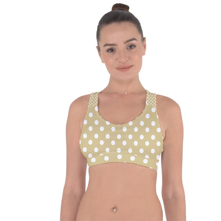 Mint Polka And White Polka Dots Cross String Back Sports Bra