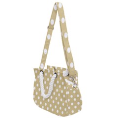 Mint Polka And White Polka Dots Rope Handles Shoulder Strap Bag by GardenOfOphir