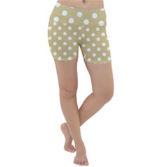 Mint Polka And White Polka Dots Lightweight Velour Yoga Shorts by GardenOfOphir