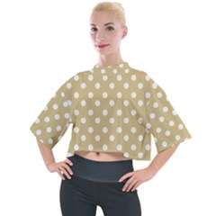 Mint Polka And White Polka Dots Mock Neck Tee by GardenOfOphir