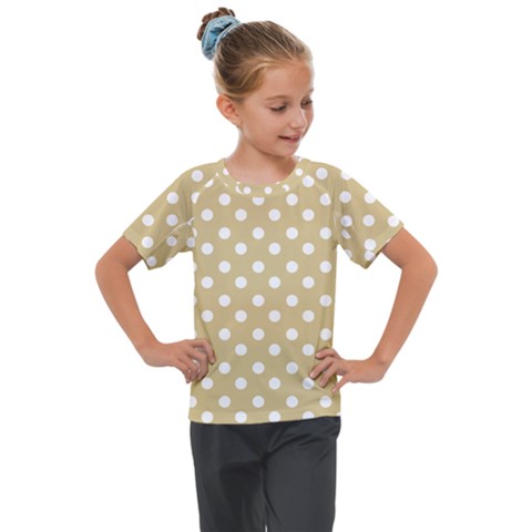 Mint Polka And White Polka Dots Kids  Mesh Piece Tee by GardenOfOphir