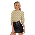 Mint Polka And White Polka Dots Mid Sleeve Drawstring Hem Top View2