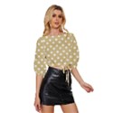 Mint Polka And White Polka Dots Mid Sleeve Drawstring Hem Top View3