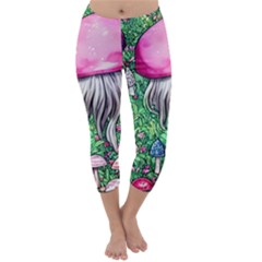 Liberty Cap Magic Mushroom Capri Winter Leggings  by GardenOfOphir