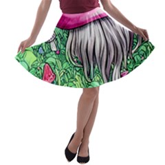 Liberty Cap Magic Mushroom A-line Skater Skirt by GardenOfOphir