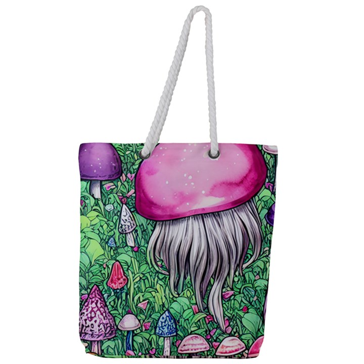 Liberty Cap Magic Mushroom Full Print Rope Handle Tote (Large)