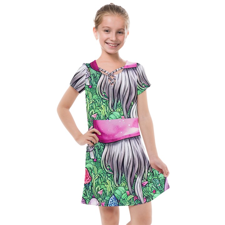 Liberty Cap Magic Mushroom Kids  Cross Web Dress