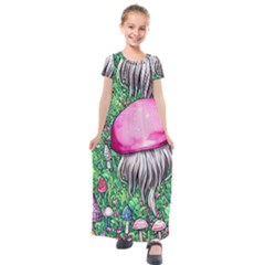 Liberty Cap Magic Mushroom Kids  Short Sleeve Maxi Dress by GardenOfOphir