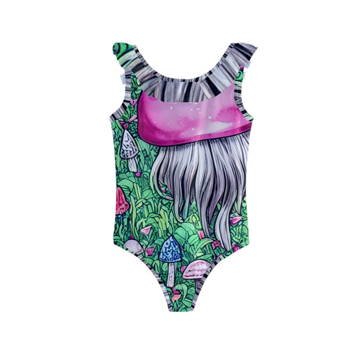 Liberty Cap Magic Mushroom Kids  Frill Swimsuit