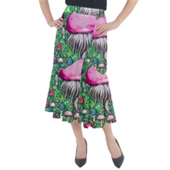 Liberty Cap Magic Mushroom Midi Mermaid Skirt by GardenOfOphir