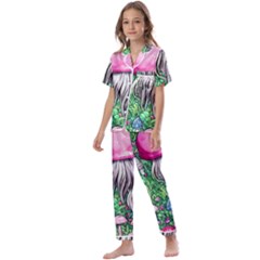 Liberty Cap Magic Mushroom Kids  Satin Short Sleeve Pajamas Set by GardenOfOphir