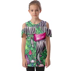 Liberty Cap Magic Mushroom Fold Over Open Sleeve Top by GardenOfOphir