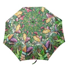 Sacred Mushroom Charm Folding Umbrellas by GardenOfOphir