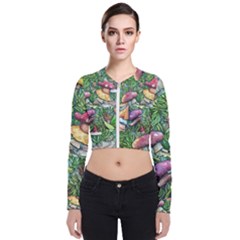 Sacred Mushroom Charm Long Sleeve Zip Up Bomber Jacket by GardenOfOphir