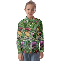 Sacred Mushroom Charm Kids  Long Sleeve Shirt by GardenOfOphir