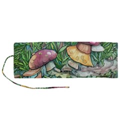 Sacred Mushroom Charm Roll Up Canvas Pencil Holder (m) by GardenOfOphir