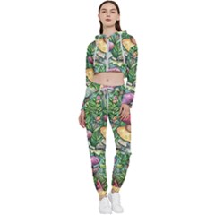 Sacred Mushroom Charm Cropped Zip Up Lounge Set by GardenOfOphir