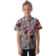 Aqua Blend Kids  Short Sleeve Shirt by kaleidomarblingart