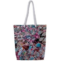 Aqua Blend Full Print Rope Handle Tote (small) by kaleidomarblingart