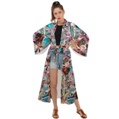 Aqua Blend Maxi Kimono by kaleidomarblingart