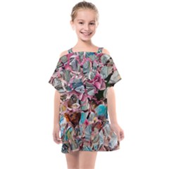 Aqua Blend Kids  One Piece Chiffon Dress by kaleidomarblingart