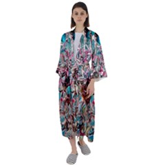 Aqua Blend Maxi Satin Kimono by kaleidomarblingart