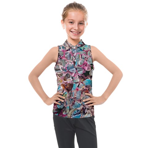 Aqua Blend Kids  Sleeveless Polo Tee by kaleidomarblingart