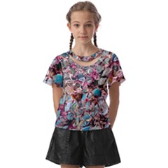 Aqua Blend Kids  Front Cut Tee by kaleidomarblingart