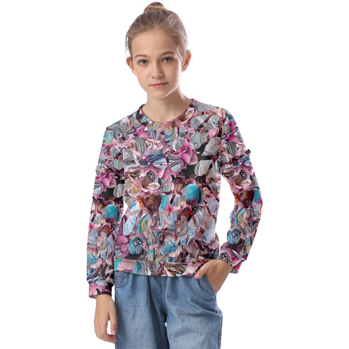 Aqua blend Kids  Long Sleeve Tee with Frill 