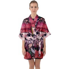 Shroom Glamour Half Sleeve Satin Kimono  by GardenOfOphir